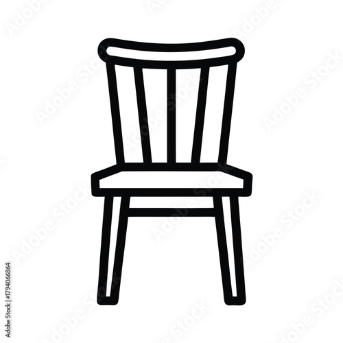 Dining Chair Outline Vector Illustration
