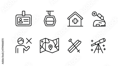 Collection of travel and outdoor activity icons