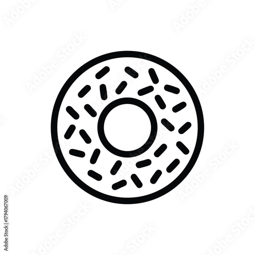 Donut With Sprinkles Outline Vector Illustration