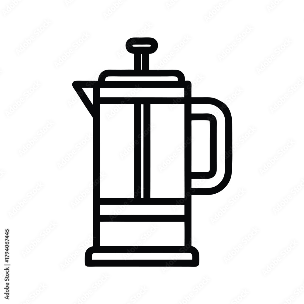 Obraz premium French Press Outline Vector Illustration