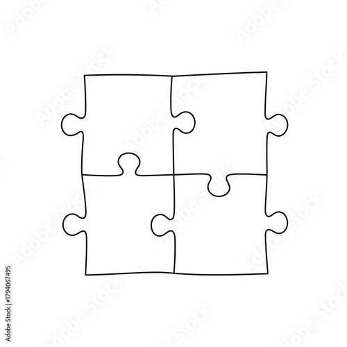 Four blank puzzle pieces connected together