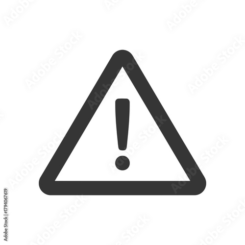 Warning sign icon with exclamation mark inside a triangle