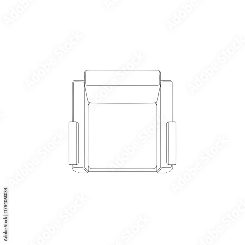 Top view of a modern armchair with clean lines