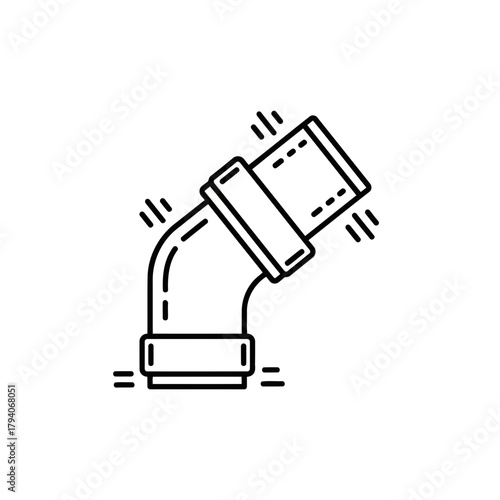 Simple line art illustration of a plumbing pipe elbow joint