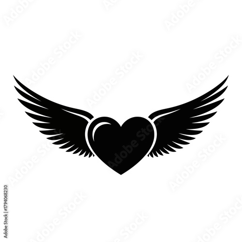 Black heart with wings