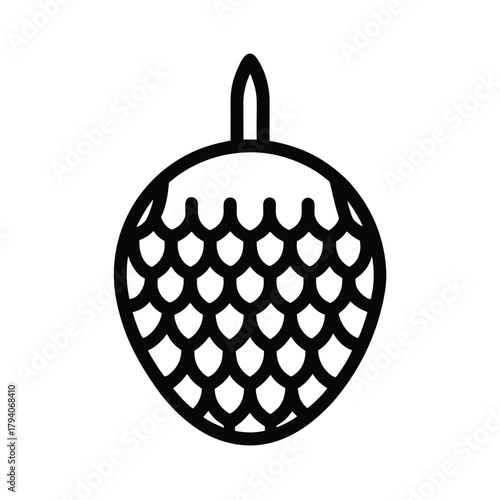 Lychee Outlined In Bold Vector Illustration