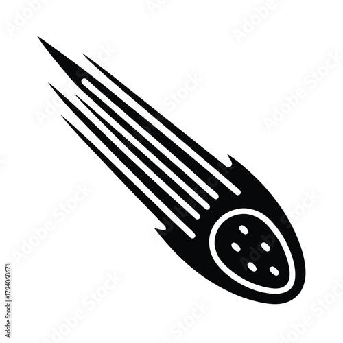 Meteor Outlined In Bold Vector Illustration