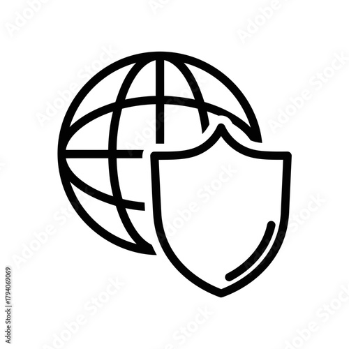 Global network security concept with a shield protecting the planet