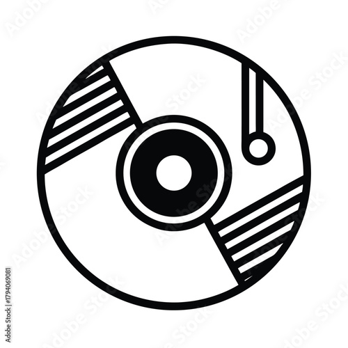 Music CD Outlined Icon Vector Illustration