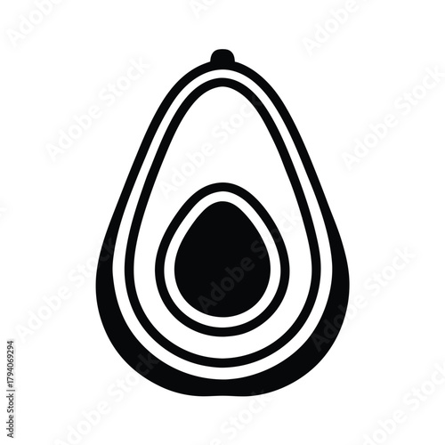Avocado Half Outline Vector Illustration