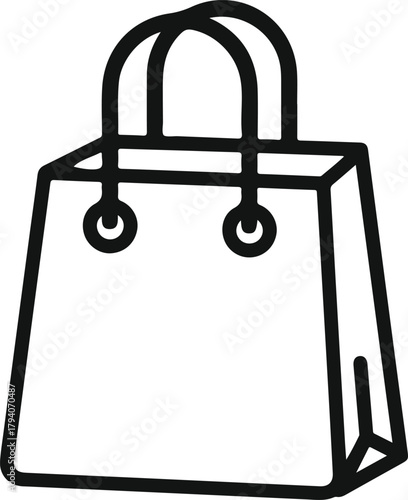 Shopping bag icon for retail e commerce purchases and consumer goods
