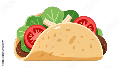 Vibrant Taco with Fresh Lettuce and Tomatoes