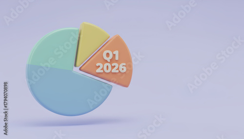 Business plan 2026 outlook pie chart pastel slice Q1 progress