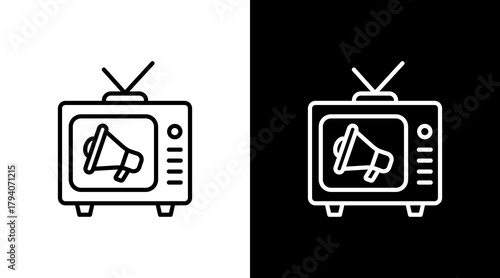 Television White Icon Set Design