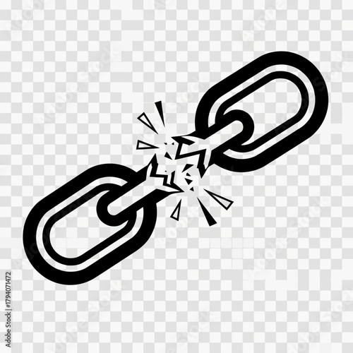 Broken chain link icon symbolizing disconnection, failure, or a severed connection