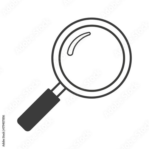 A simple black and white illustration of a magnifying glass