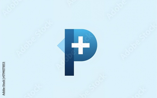 Modern medical logo design featuring a letter P and plus sign, perfect for healthcare brands seeking a professional and trustworthy image today, for branding in the healthcare industry and build