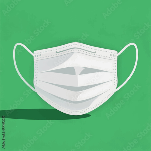 White medical mask vector illustration, minimal style, isolated