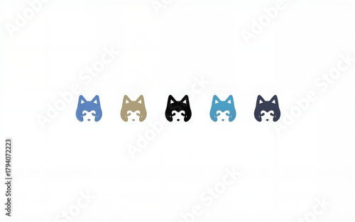 Elegant and Modern Cat Logo Variations for Brand Identity. Set Includes Blue, Black, and Custom Tones with Clean Lines, Ideal for Creative Agencies and Professional Branding Designs. High quality