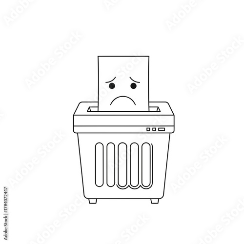 Sad paper in a document shredder