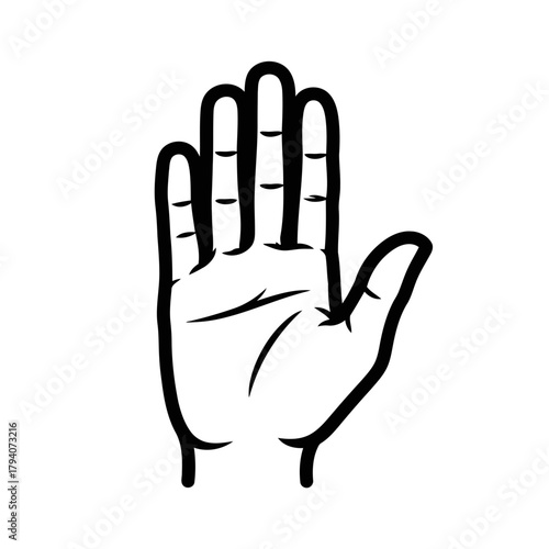 Illustration of a human hand showing five fingers