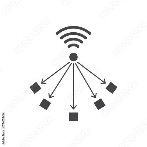 Abstract representation of a central point emitting signals to multiple surrounding nodes