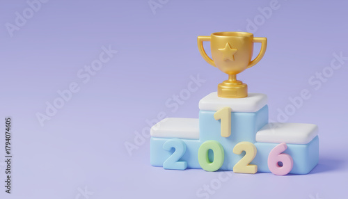 Goal success 2026 trophy podium motivate future win target grow achievement