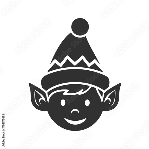 Cute cartoon elf face with a pointy hat