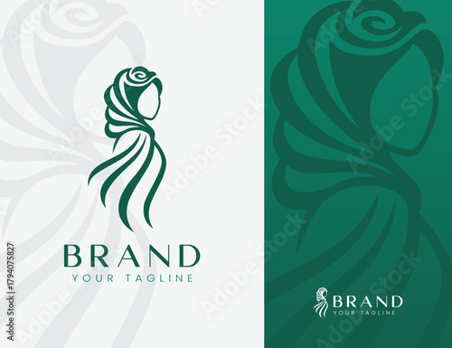 abstract logo hijab muslimah illustration design