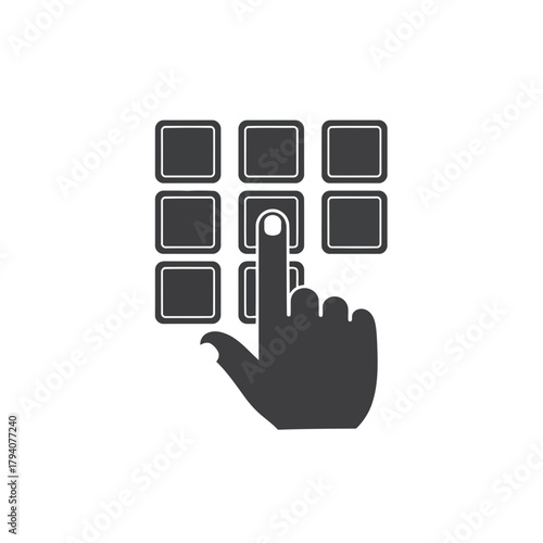 Finger pressing a button on a keypad
