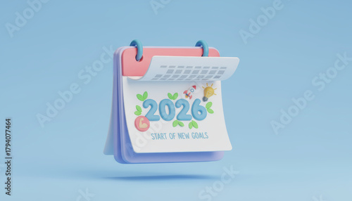 2026 calendar start new goals gently motivate with clean pastel style and optimistic mood