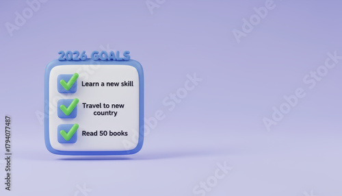 2024 goals checklist green check learn new skill travel new country read book motivation