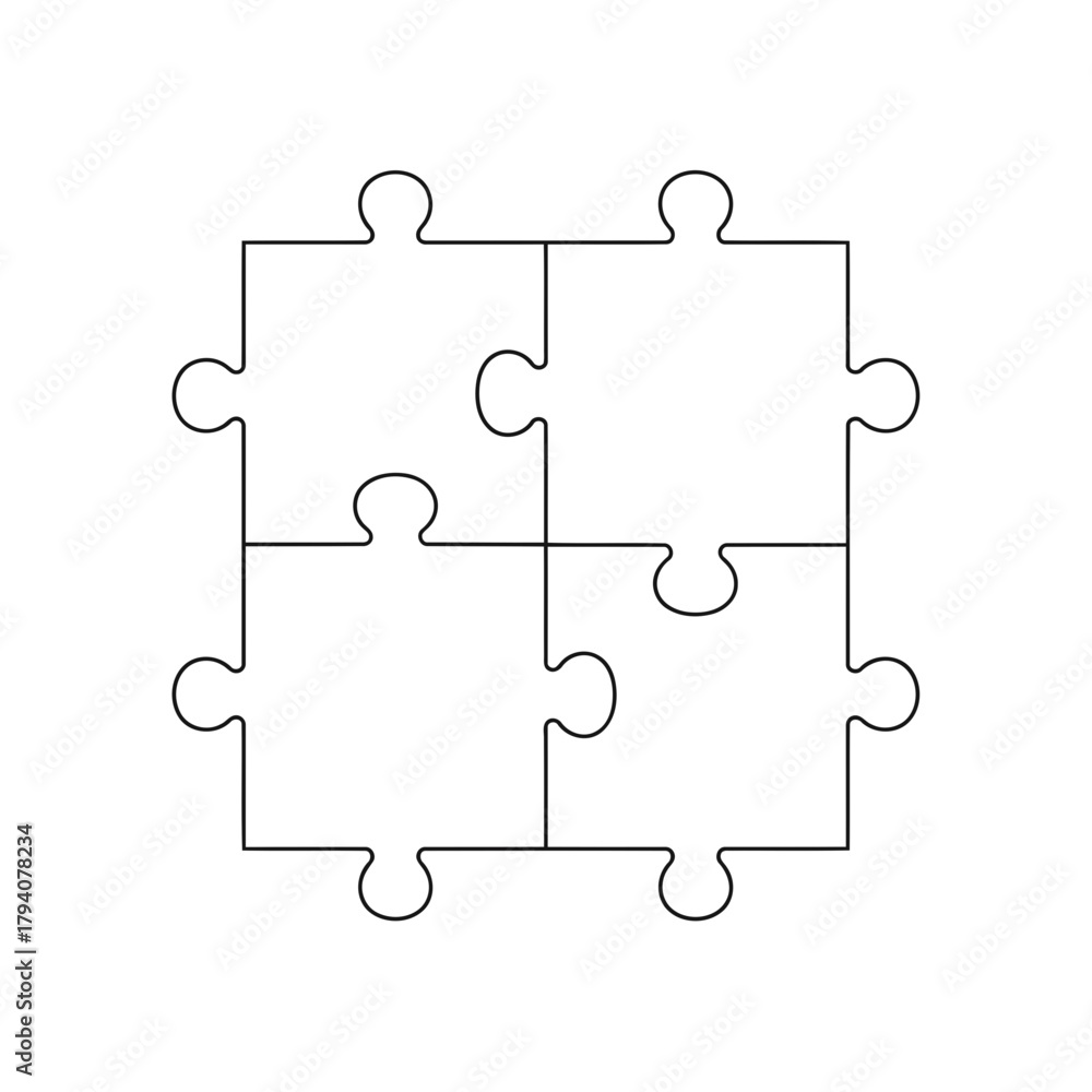 Fototapeta premium Four puzzle pieces arranged in a square