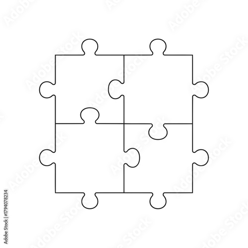 Four puzzle pieces arranged in a square