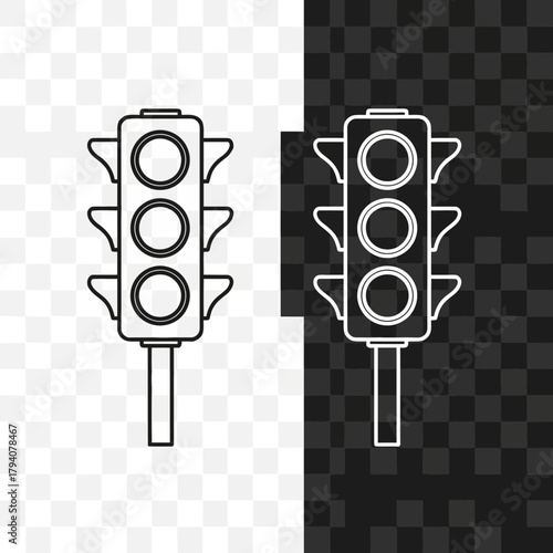 Traffic light icon in black and white, representing traffic control and regulation