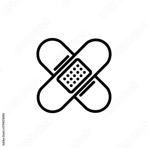 Two crossed bandage strips forming an x shape