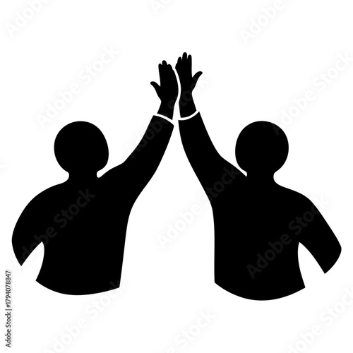 Two people silhouette giving high five