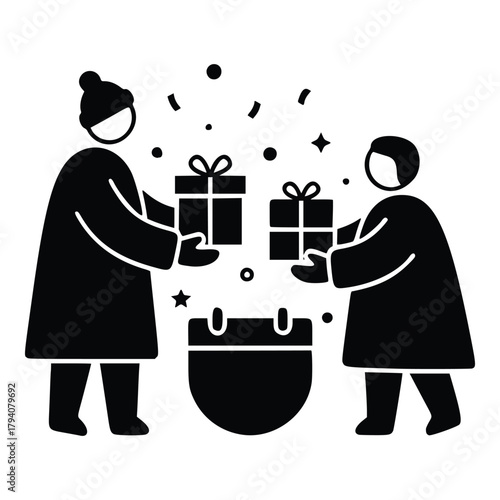 Giving gifts to celebrate the new year holidays with friends and family