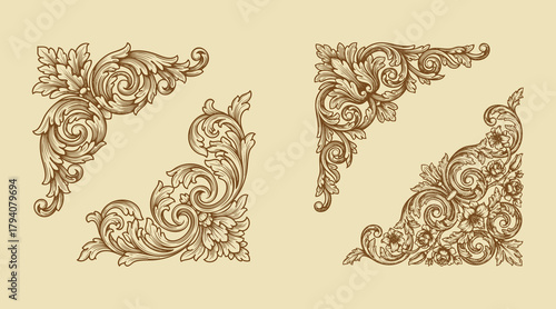 abstract floral carving motif luxury template illustration design