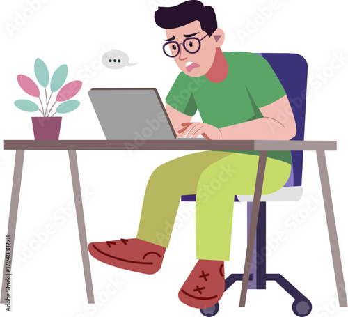 man working on computer