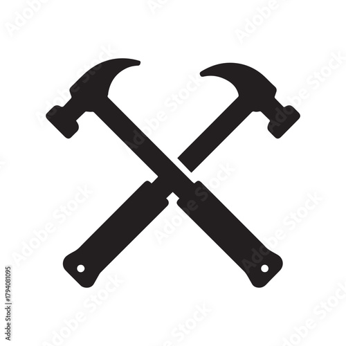 Strong Black Crossed Hammer Symbol Showing Courage Strength and Stability