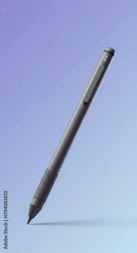 Naklejka premium Stylus device hovers above a smooth gradient background with subtle shadow