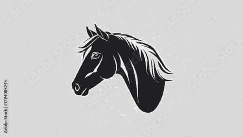 Black horse head silhouette vector illustration of wild stallion