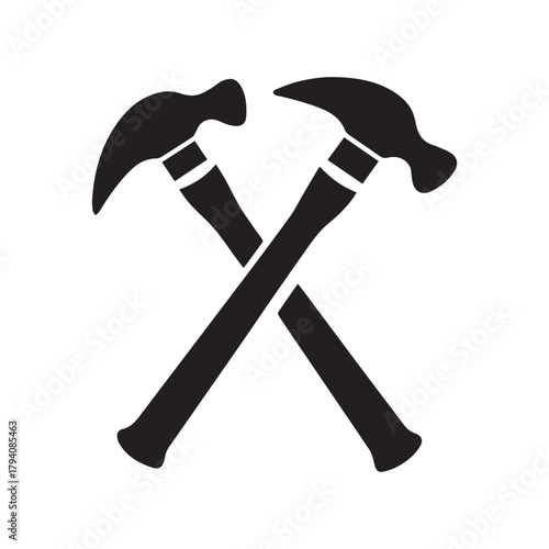 Industrial Mechanical Crossed Hammers Design Showing Power and Collaboration