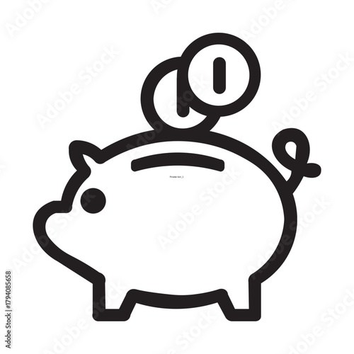 Piggy Bank with Coins Icon