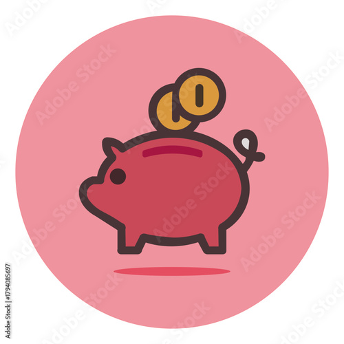 Piggy Bank with Coins Illustration