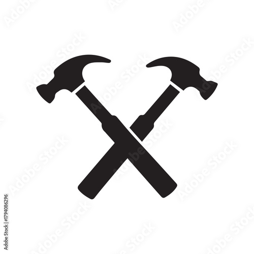 Gear and Hammer Crossed Logo Representing Teamwork Mechanics and Strength