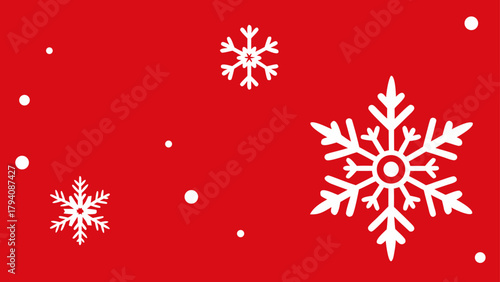 Illustration of white snowflakes and dots scattered on a red background for winter season which is cold