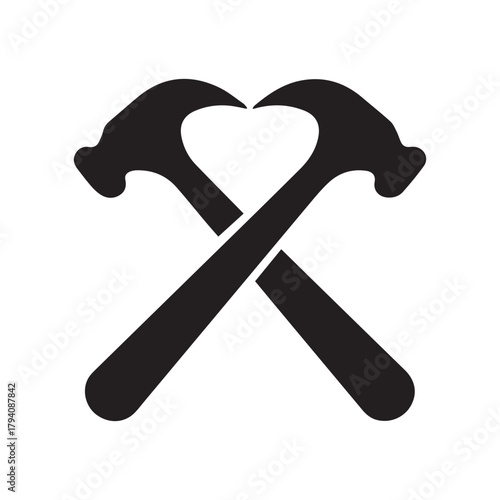 Thin Line Crossed Hammer Logo Showing Minimal Elegance and Structural Power