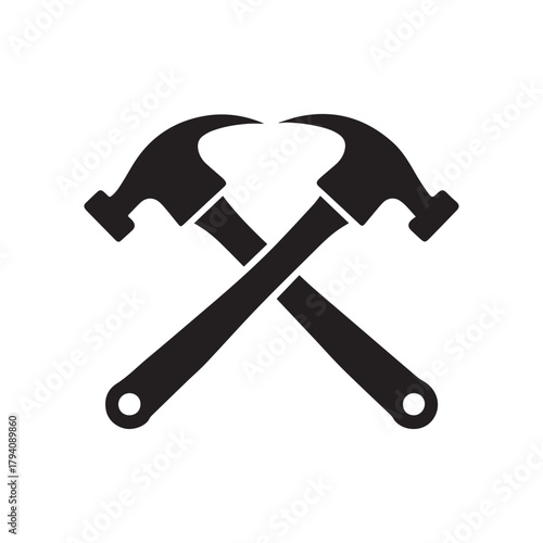 Sharp Geometric Hammer Icon Representing Strength Focus and Modern Craftsmanship